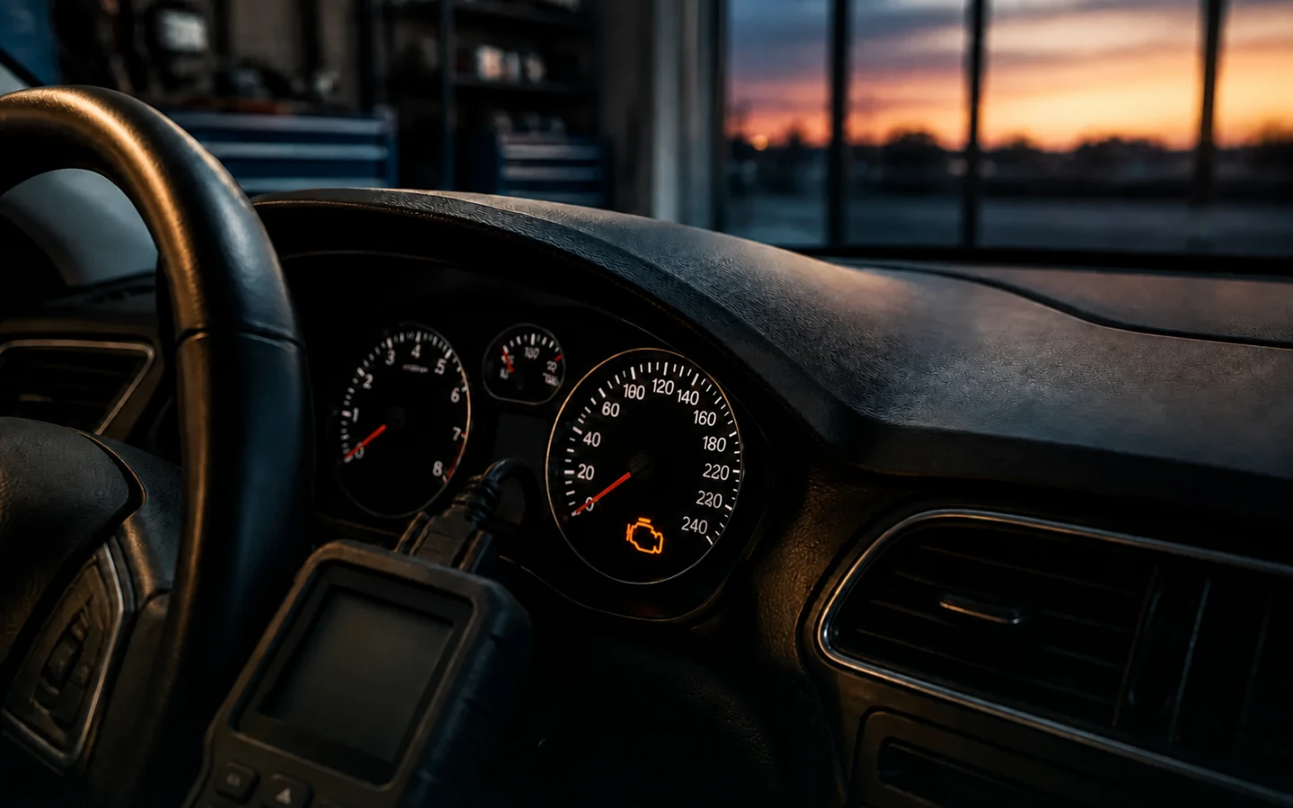 Gösterge panelinde yanan motor arıza simgesi