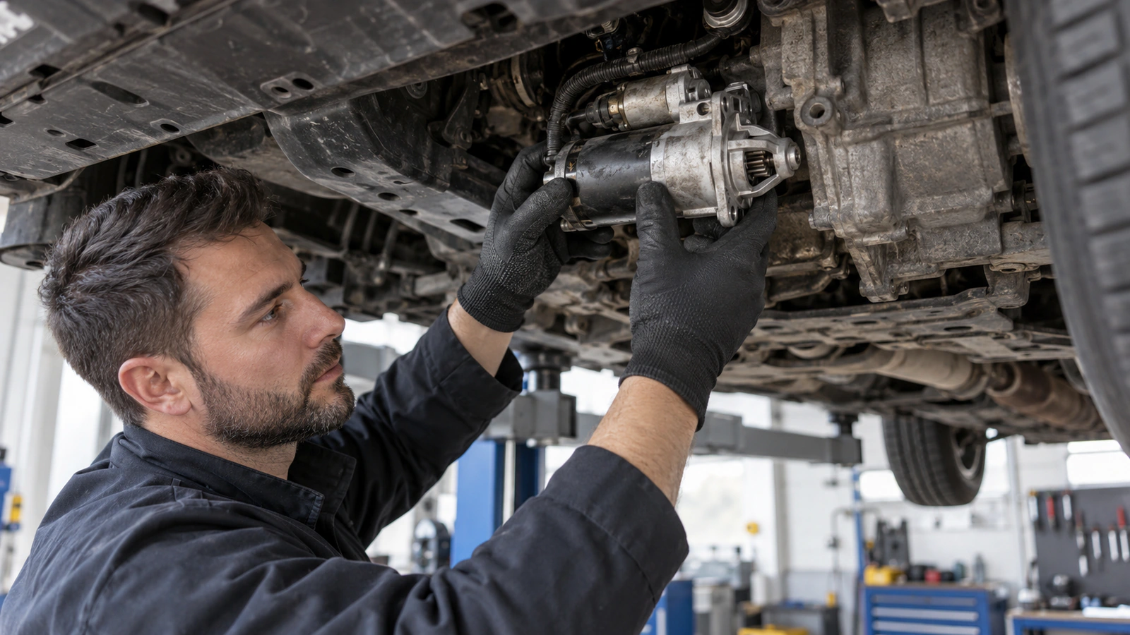 İkinci el araçta Marş Motoru için hata kaydı ve dondurulmuş veri kontrolünü gösteren binek otomobil servis sahnesi