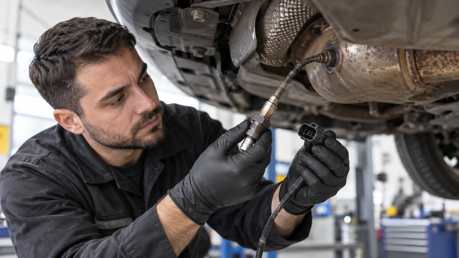 Oksijen (Lambda) Sensörü VALEO 368072 – Peugeot / Citroen için aralıklı ve kalıcı belirti ayrımı kontrolünü gösteren binek otomobil servis sahnesi