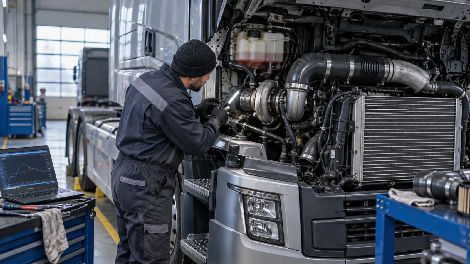 Ağır vasıta aracında Turbo ve şarj havası sistemi için sıcaklık ve yük altında değişen belirtiler kontrolü