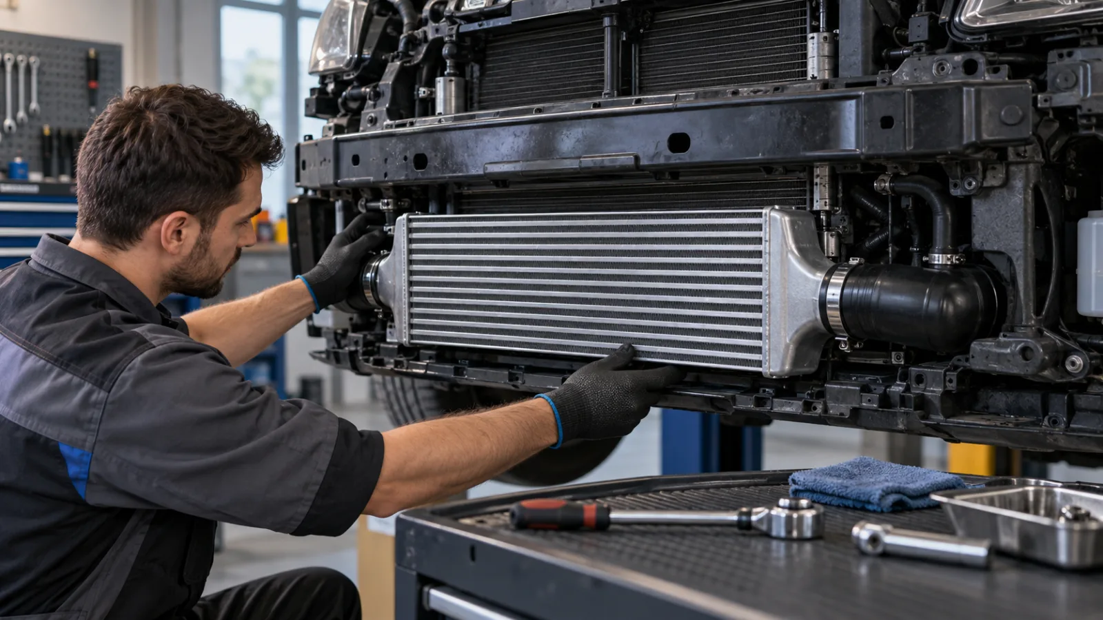 Binek ve hafif ticari aracında Intercooler için montaj hataları kontrolü