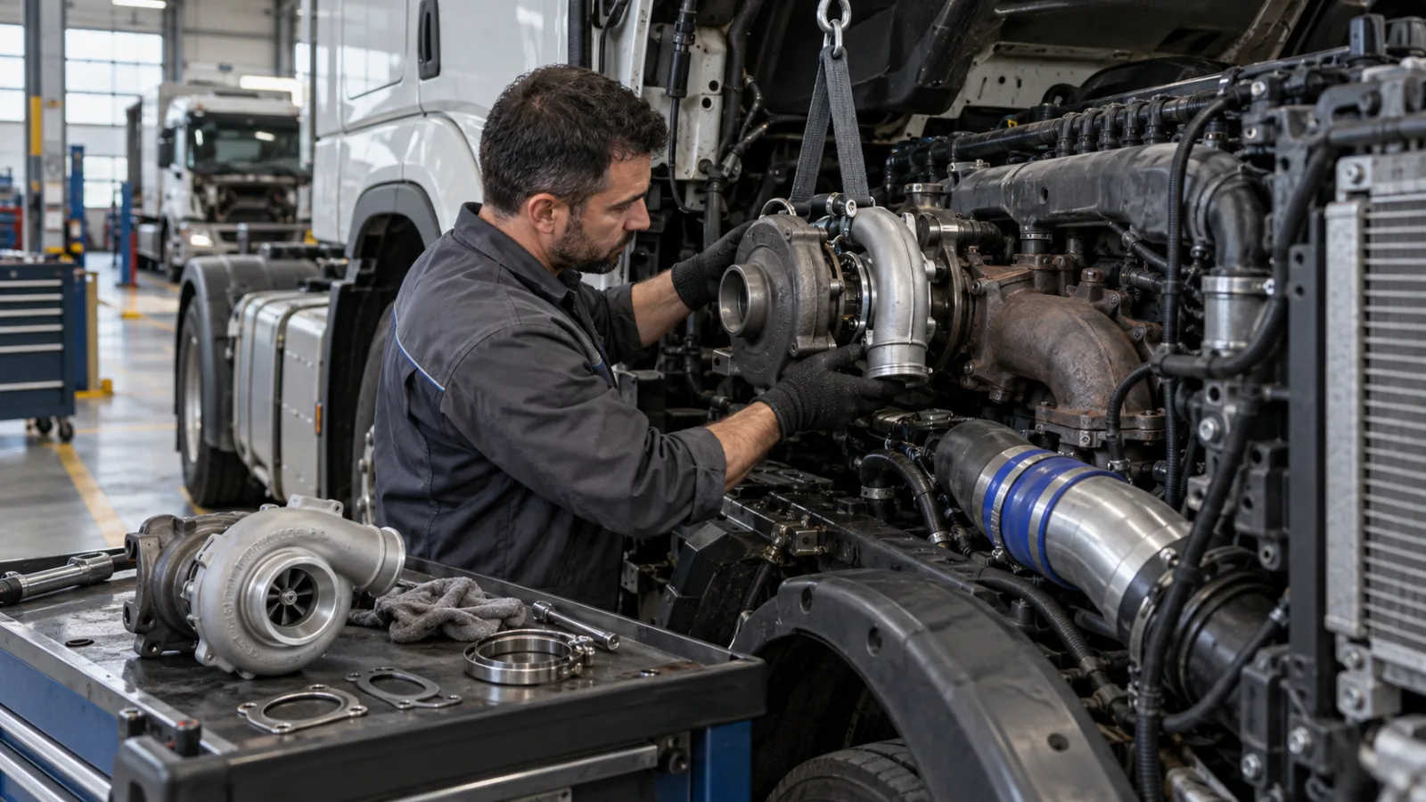 Ağır vasıta aracında Turbo ve şarj havası sistemi için montaj hataları kontrolü