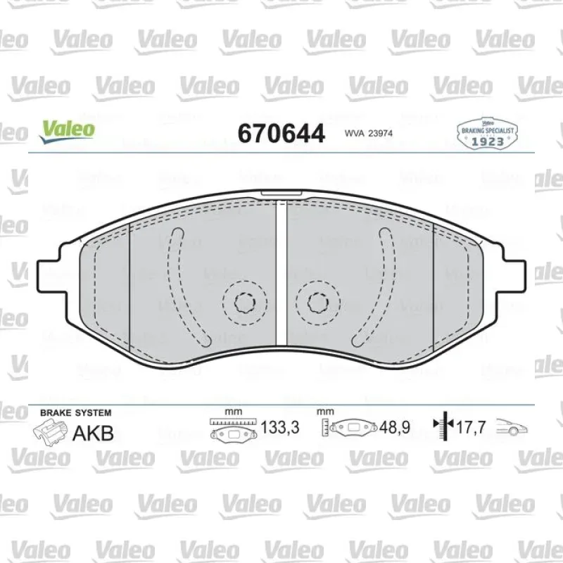 Fren Disk Balata Ön VALEO 670644 – Chevrolet Aveo