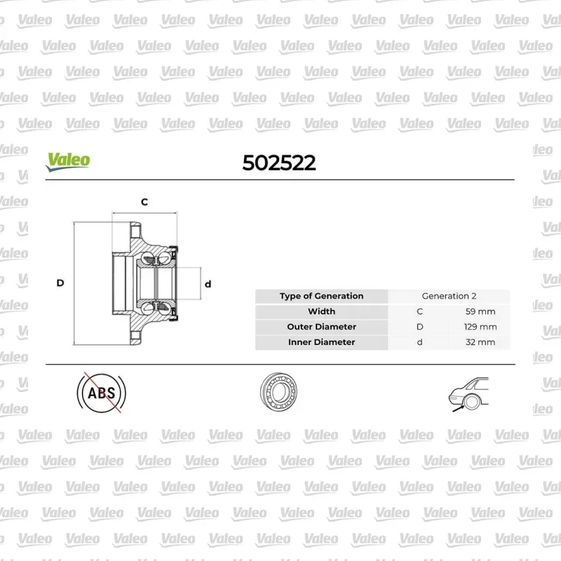 Teker Rulmanı Arka Sağ veya Sol VALEO 502522 – Peugeot / Citroen