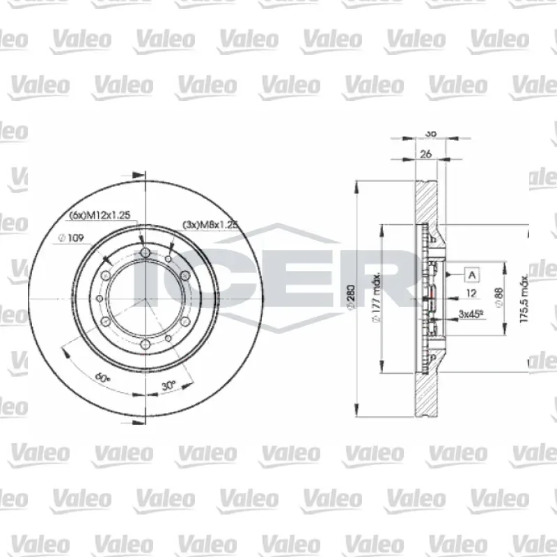 Fren Disk Ayna Ön Sağ ve Sol VALEO 186584 – Opel Frontera