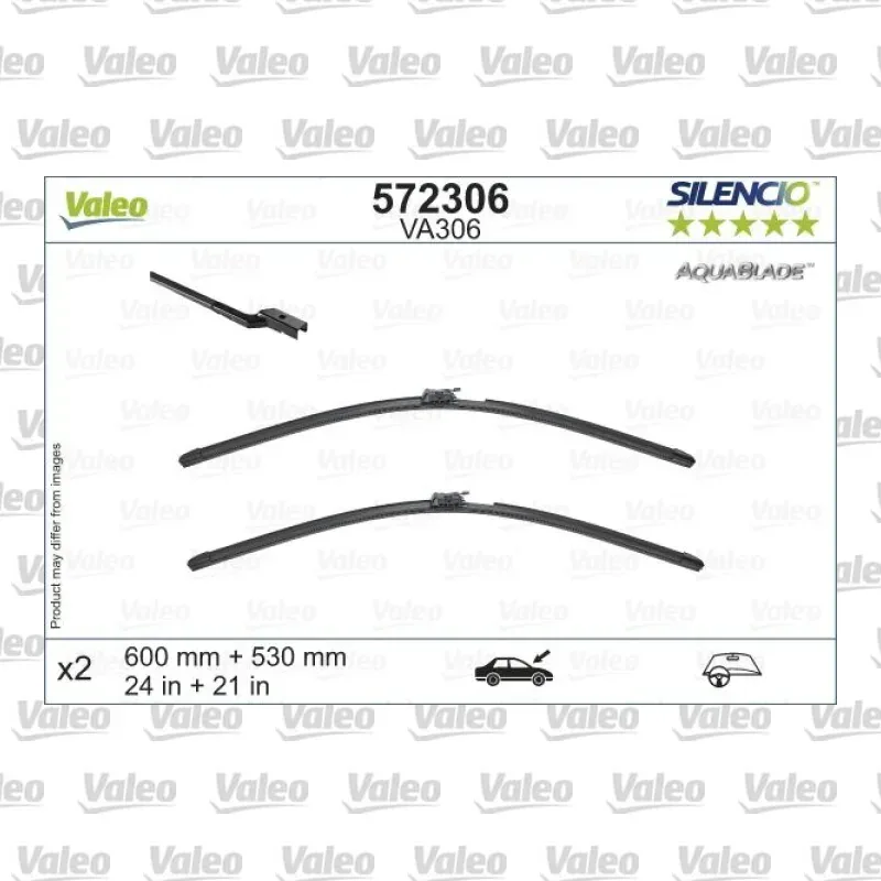 Silecek Süpürgesi Ön 600/530 mm - 24/21 inç VALEO 572306 – Mercedes-Benz E 200 / E 220