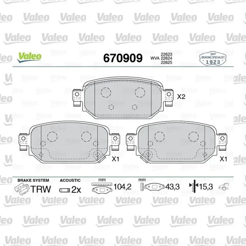 Fren Disk Balata Arka VALEO 670909 – Mazda 3 / CX-3