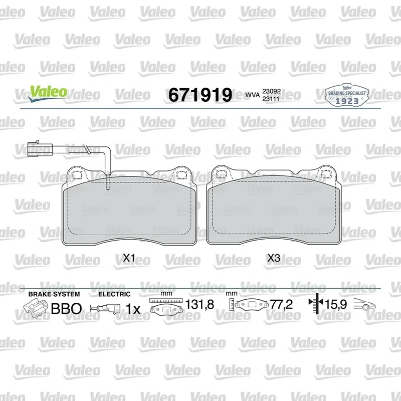 Fren Disk Balata Ön VALEO 671919 – Mitsubishi Lancer / Carisma