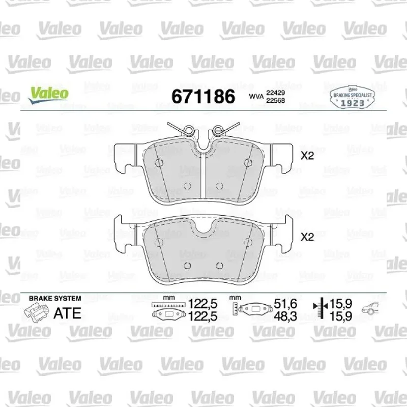 Fren Disk Balata Arka VALEO 671186 – Volvo S60
