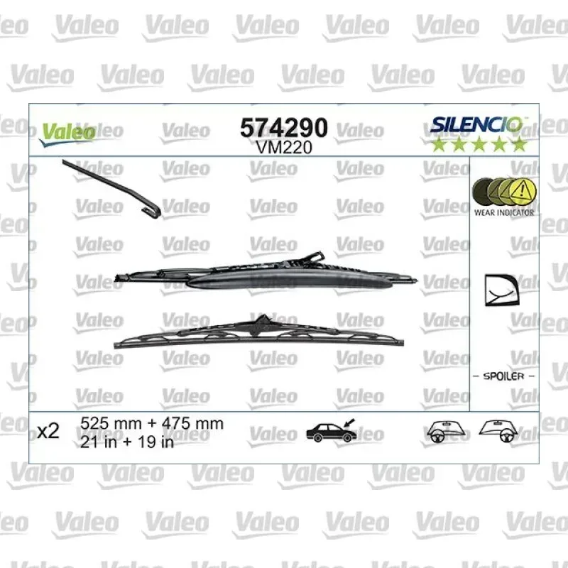 Silecek Süpürgesi Ön Telli Tip 530/475 mm - 21/19 inç VALEO 574290