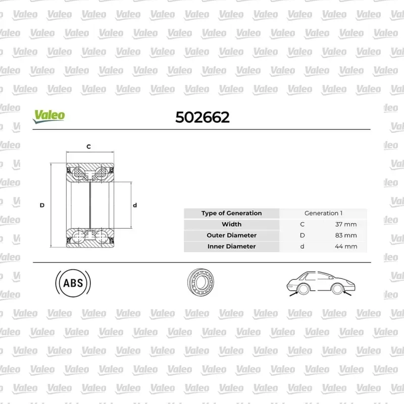 Teker Rulmanı Ön veya Arka Sağ veya Sol VALEO 502662 – Land Rover Freelander