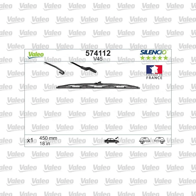 Silecek Süpürgesi Ön 450/450 mm - 18/18 inç VALEO 574187
