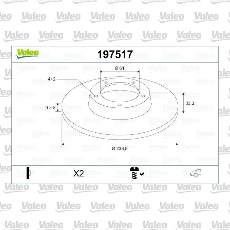 Fren Disk Ayna Arka Sağ ve Sol VALEO 197517 – Honda Jazz / City