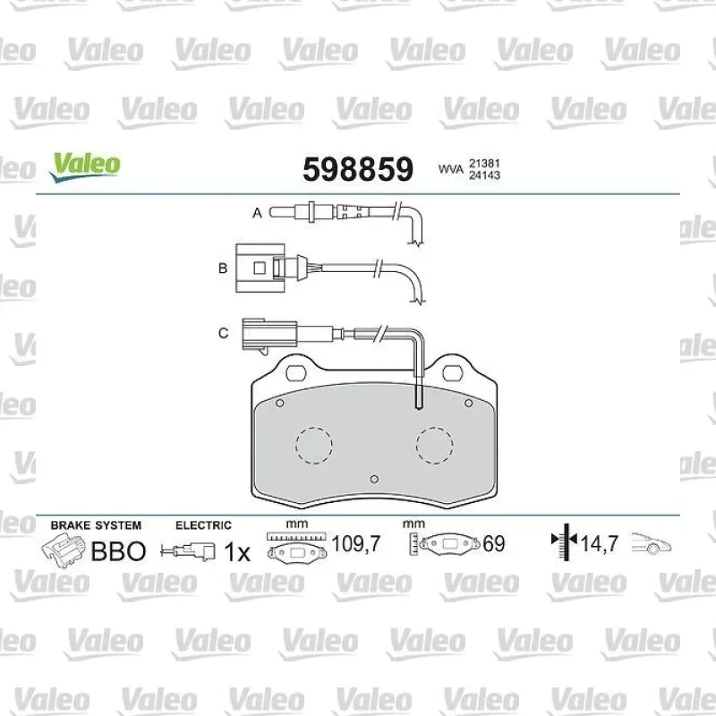 Fren Disk Balata Ön VALEO 598859 – Seat Ibiza / Leon