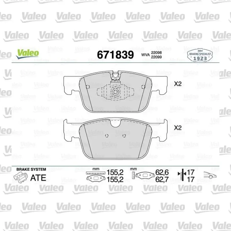 Fren Disk Balata Ön VALEO 671839 – Volvo S60