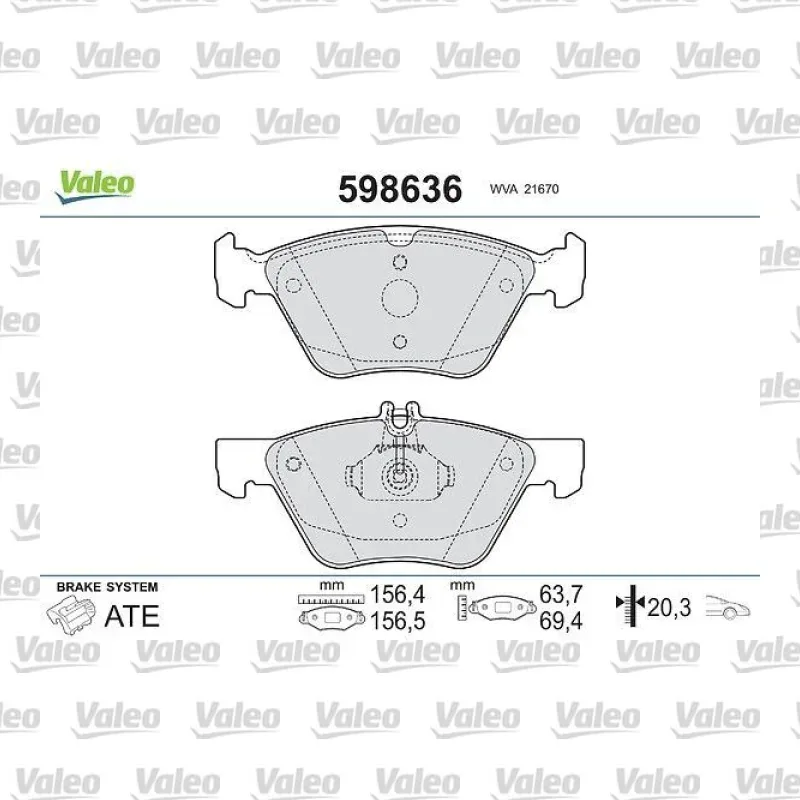 Fren Disk Balata Ön VALEO 598636 – Mercedes-Benz E 200