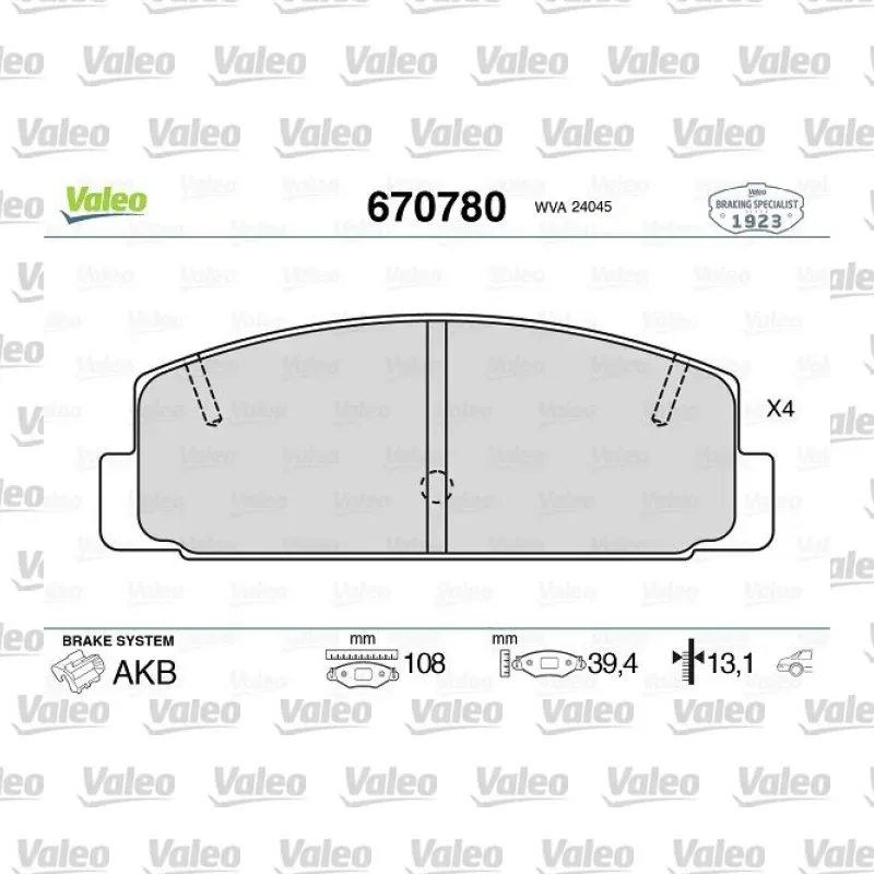 Fren Disk Balata Arka VALEO 670780 – Mazda 323 / 626