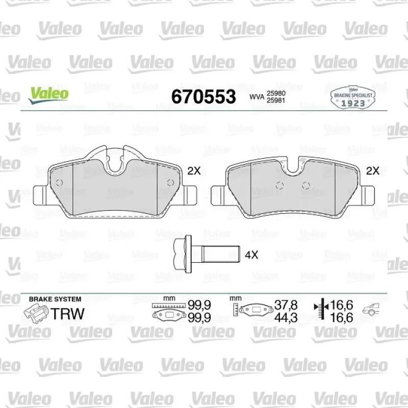 Fren Disk Balata Arka VALEO 670553 – MINI Cooper
