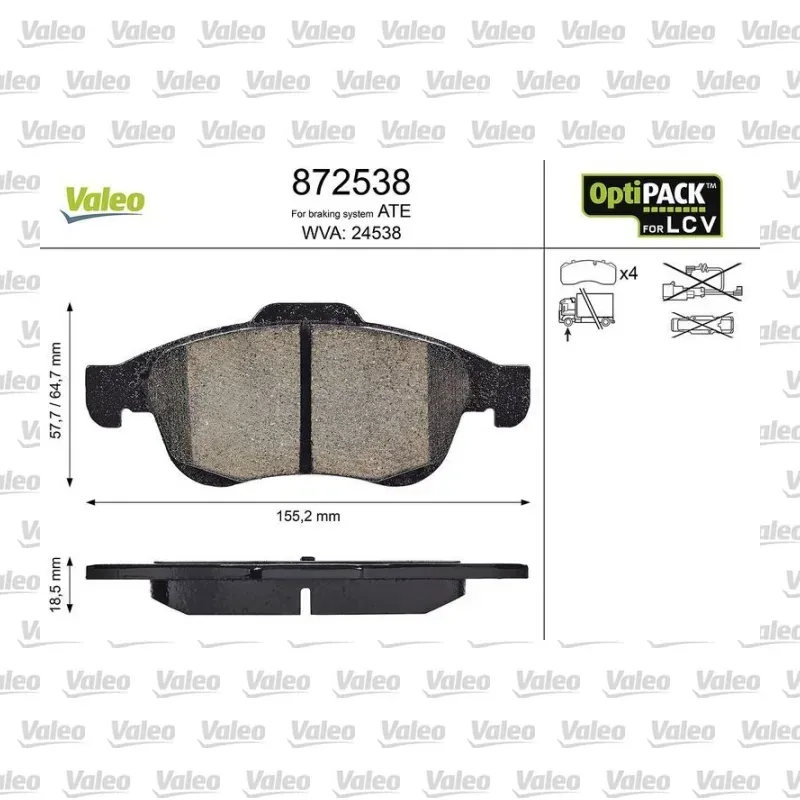 Fren Disk Balata Ön VALEO 872538 – Peugeot / Citroen