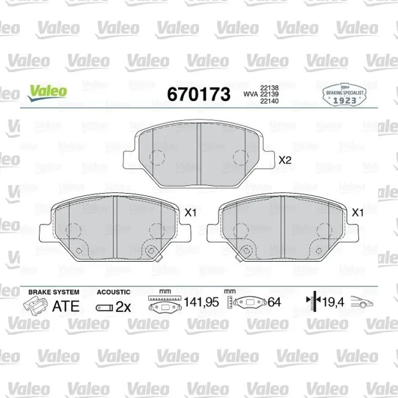 Fren Disk Balata Ön VALEO 670173 – Opel Insignia