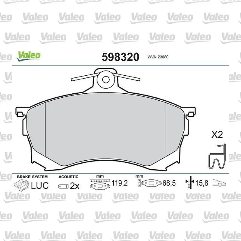 Fren Disk Balata Ön VALEO 598320 – Mitsubishi Carisma 1.6 / 1.9 TD