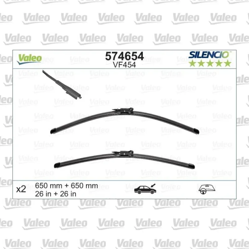 Silecek Süpürgesi Ön 650/650 mm - 26/26 inç VALEO 574654 – Audi Q7