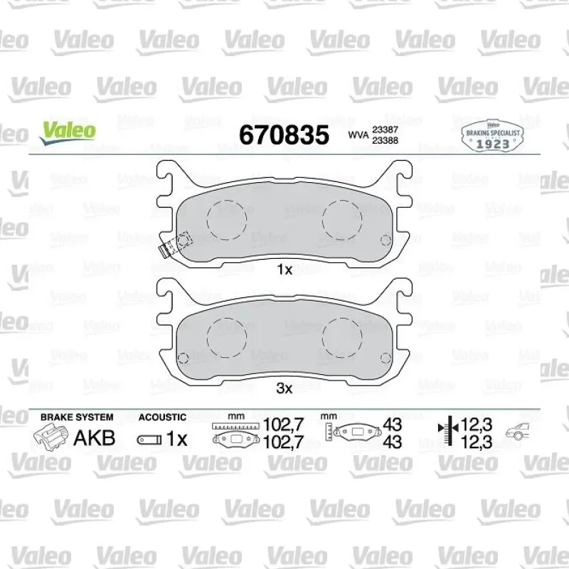 Fren Disk Balata Arka VALEO 670835 – Mazda 323 1.8 16V / 2.0 24V