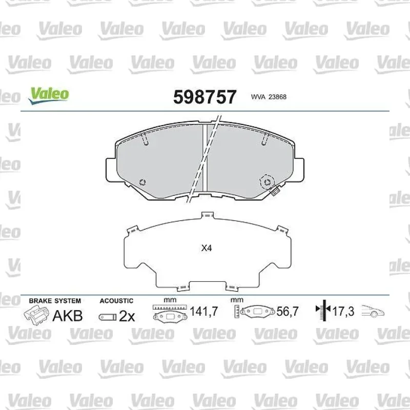 Fren Disk Balata Ön VALEO 598757 – Honda Civic