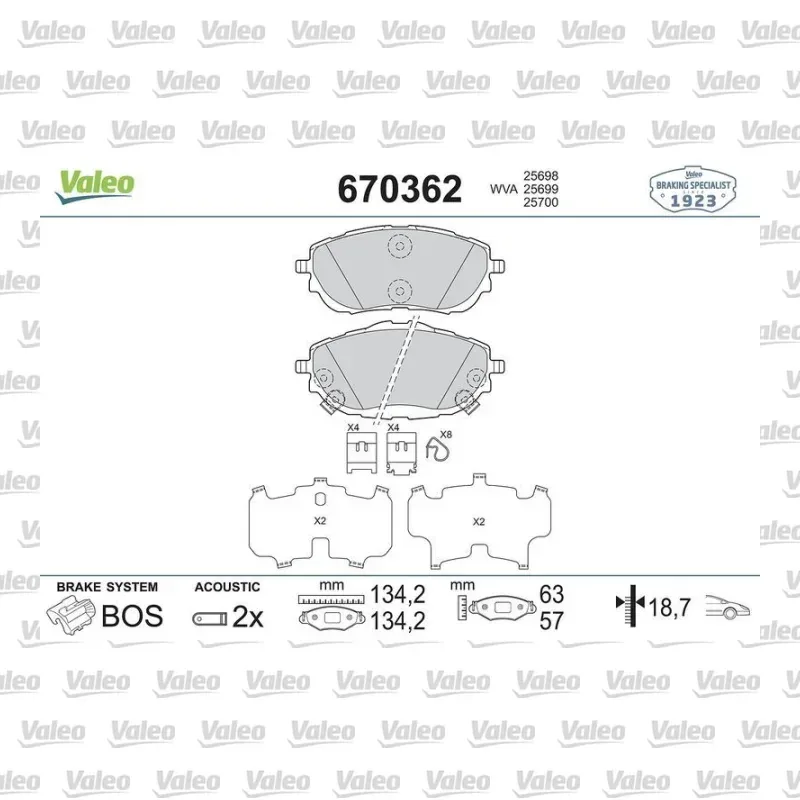 Fren Disk Balata Ön VALEO 670362 – Toyota Corolla / Auris