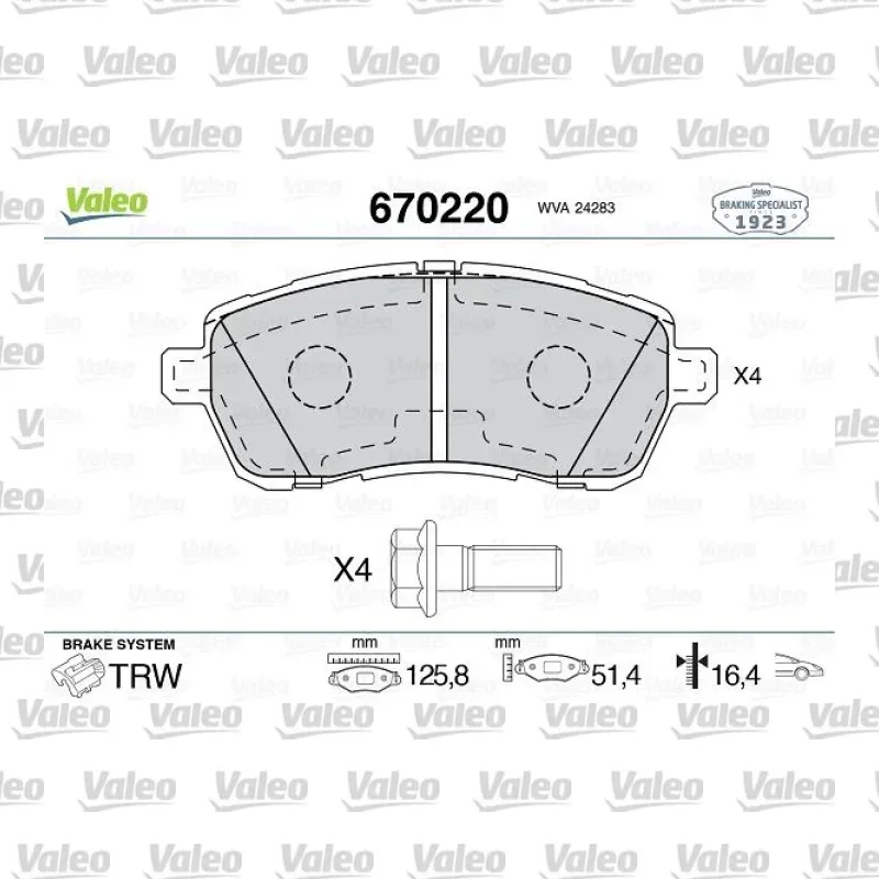 Fren Disk Balata Ön VALEO 670220 – Ford Fiesta / Transit