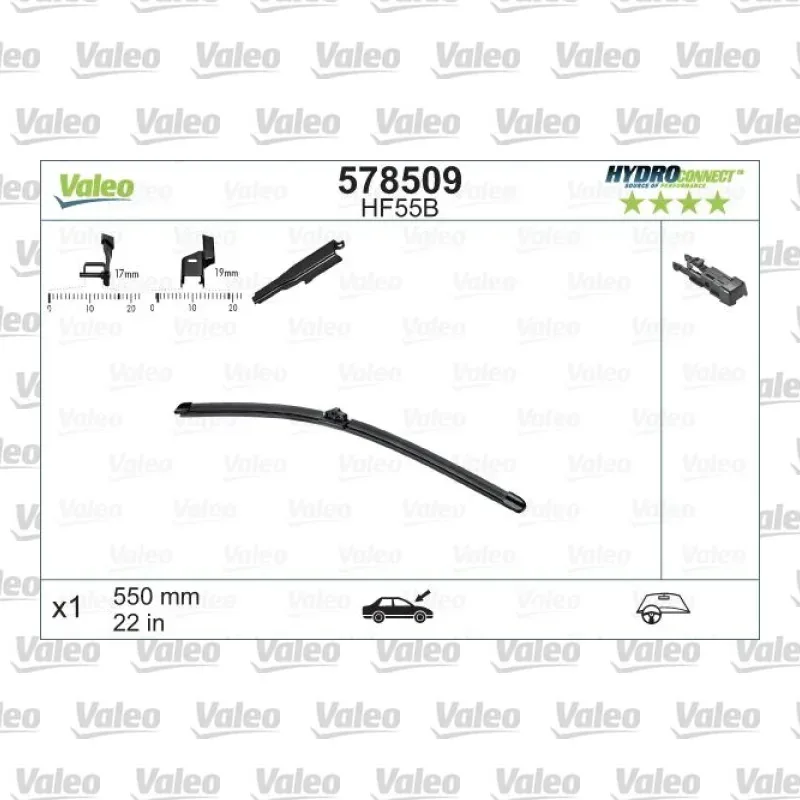 Silecek Süpürgesi Ön Muz Tip 550 mm - 22 inç VALEO 578509