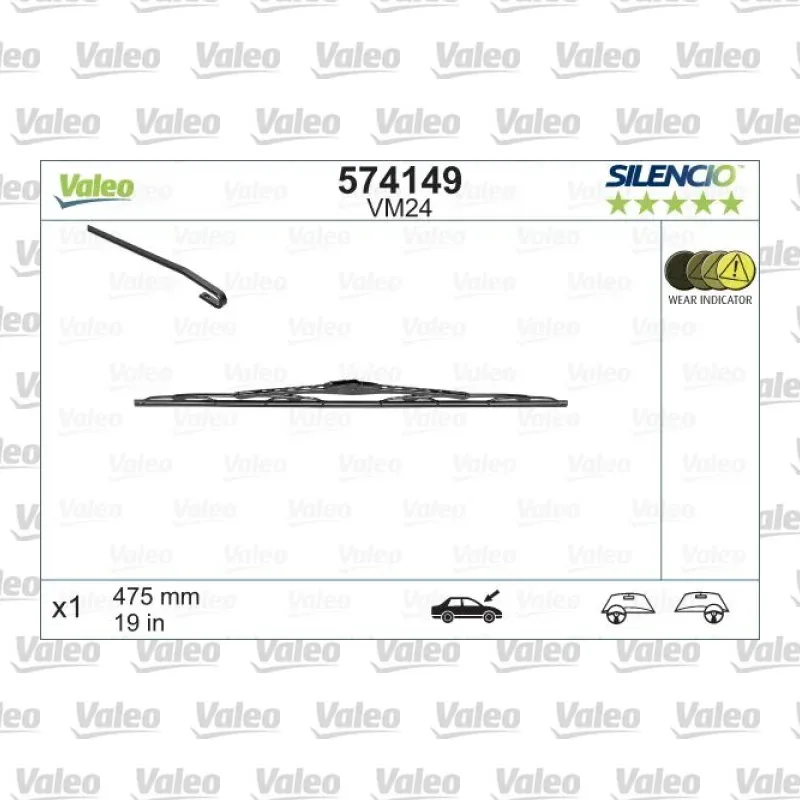 Silecek Süpürgesi Ön 475 mm - 19 inç VALEO 574149