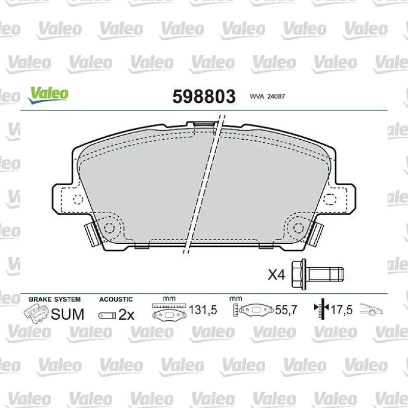 Fren Disk Balata Ön VALEO 598803 – Honda Civic