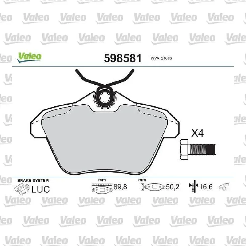 Fren Disk Balata Arka VALEO 598581 – Alfa Romeo 156