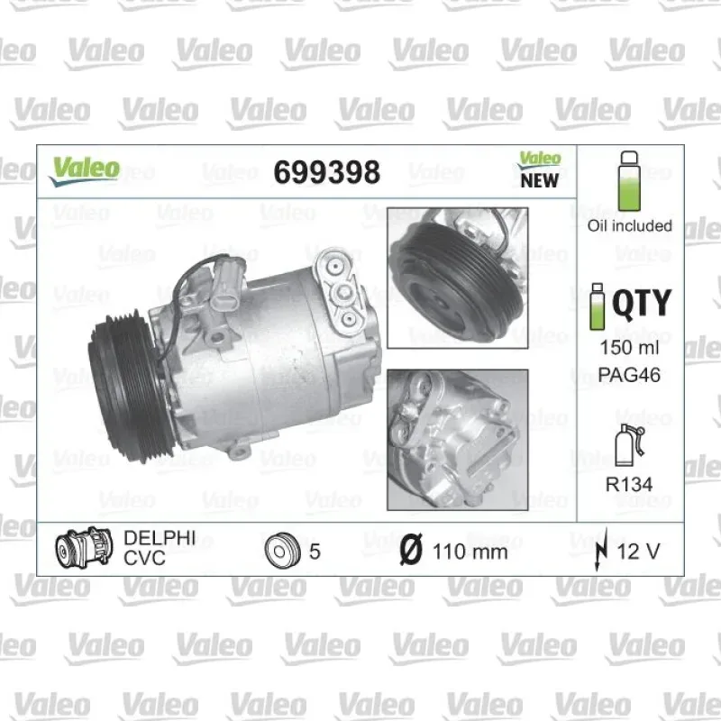 Klima Kompresörü VALEO 699398 – Opel Astra / Corsa