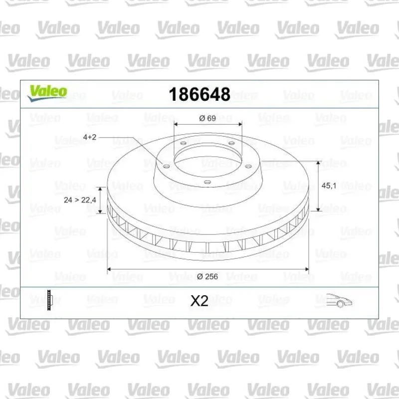 Fren Disk Ayna Ön Sağ ve Sol VALEO 186648 – Volvo / Mitsubishi