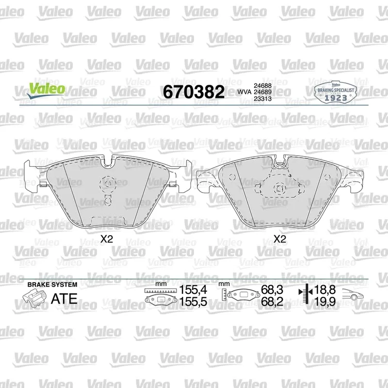 Fren Disk Balata Ön VALEO 670382 – BMW 520i