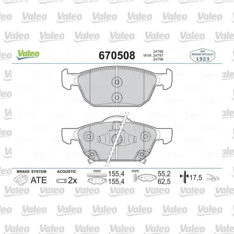 Fren Disk Balata Ön VALEO 670508 – Honda Civic / Accord