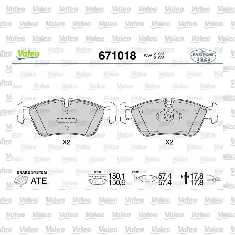 Fren Disk Balata Ön VALEO 671018 – BMW 320i