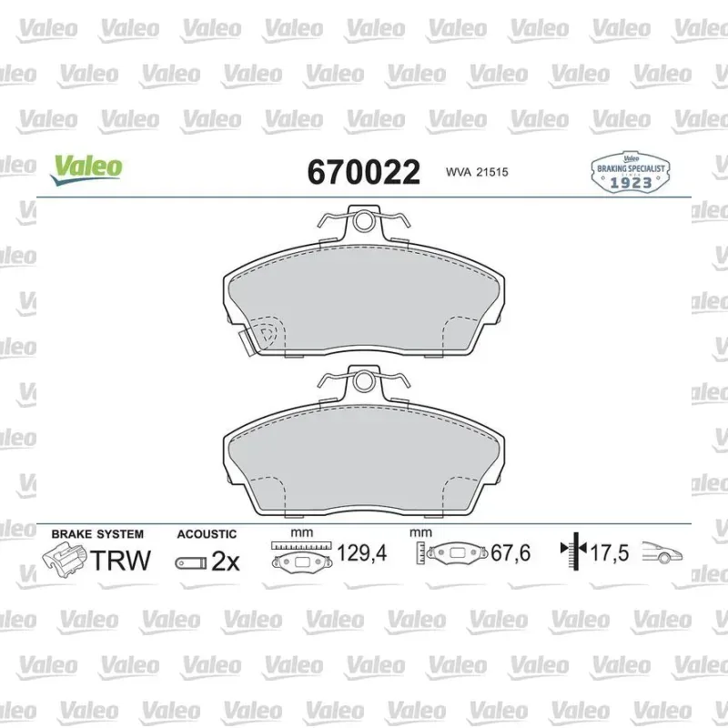 Fren Disk Balata Ön VALEO 670022 – Honda Civic