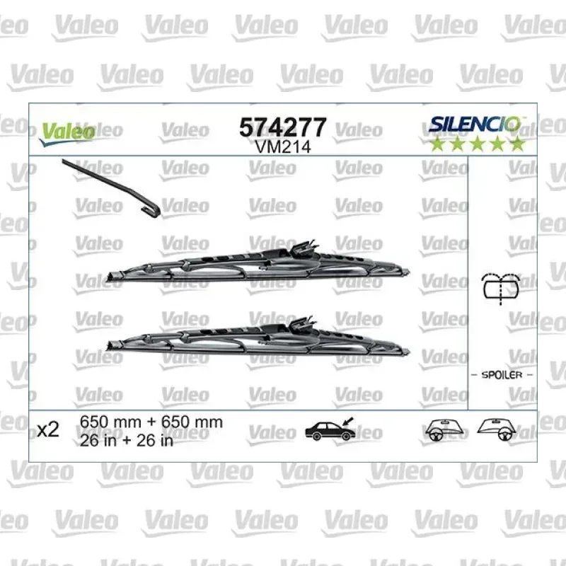 Silecek Süpürgesi Ön 475/475 mm - 19/19 inç VALEO 574292 – Volkswagen Polo