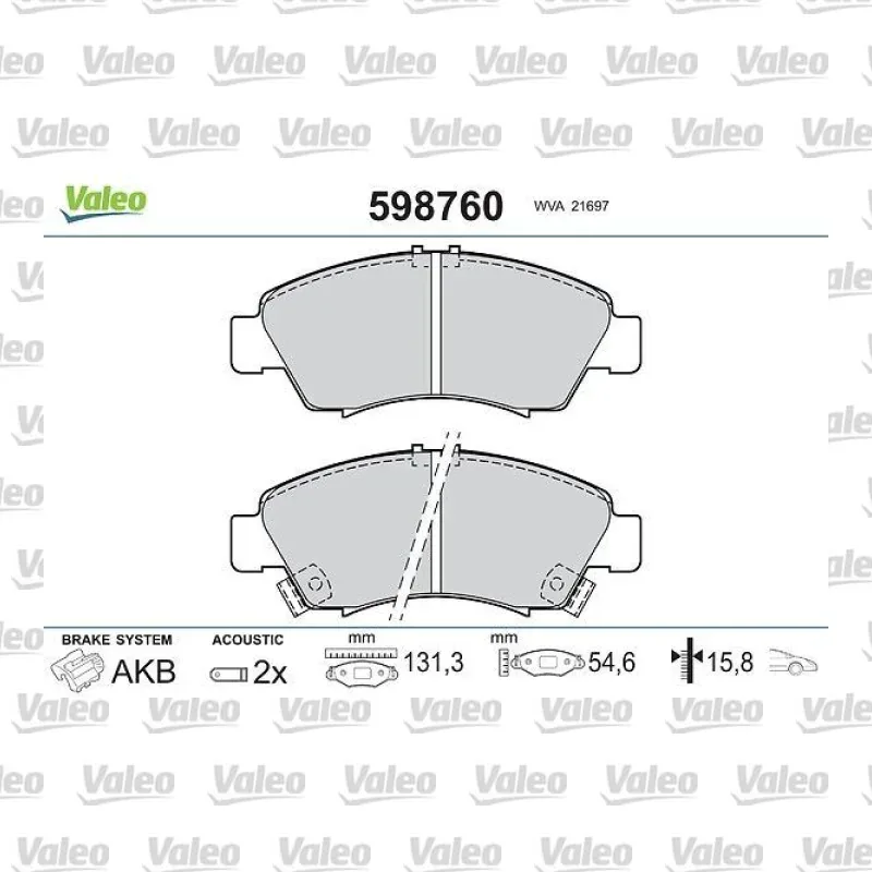 Fren Disk Balata Ön VALEO 598760 – Honda Civic