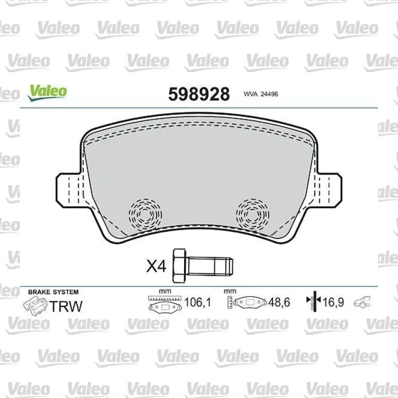 Fren Disk Balata Arka VALEO 598928 – Volvo / Land Rover