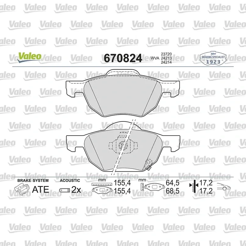 Fren Disk Balata Ön VALEO 670824 – Honda Accord