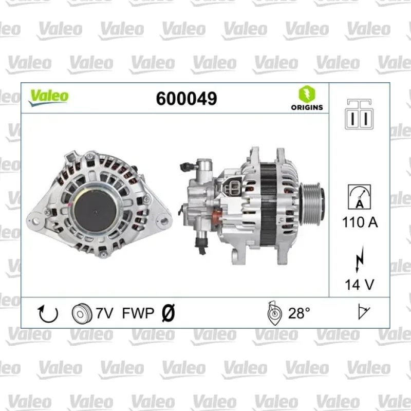 Kia Sorento 2.5 CRDi Alternatör – VALEO 600049