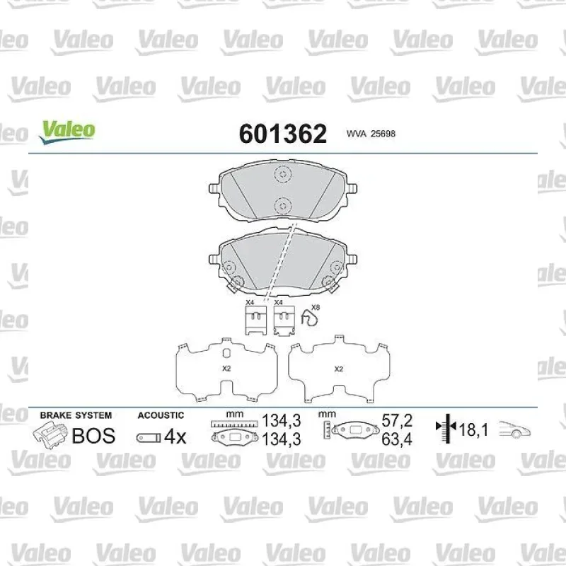 Fren Disk Balata Ön VALEO 672462 – Toyota Corolla / Auris