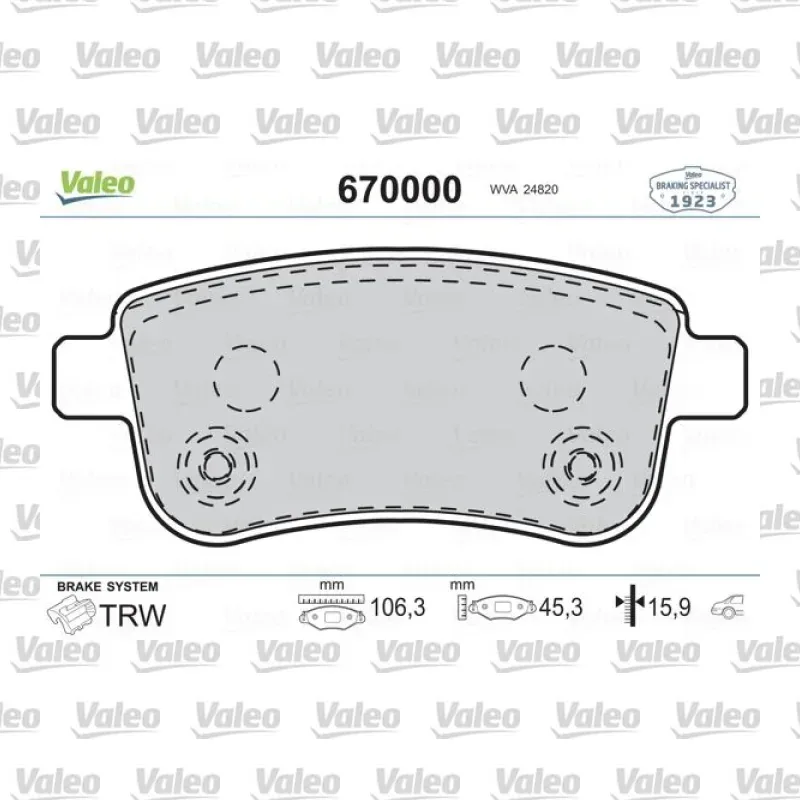 Fren Disk Balata Arka VALEO 670000 – Renault Clio