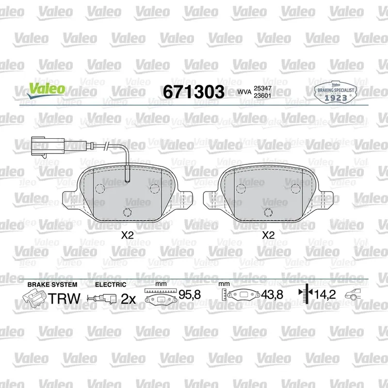 Fren Disk Balata Arka VALEO 671303 – Fiat Panda / 500