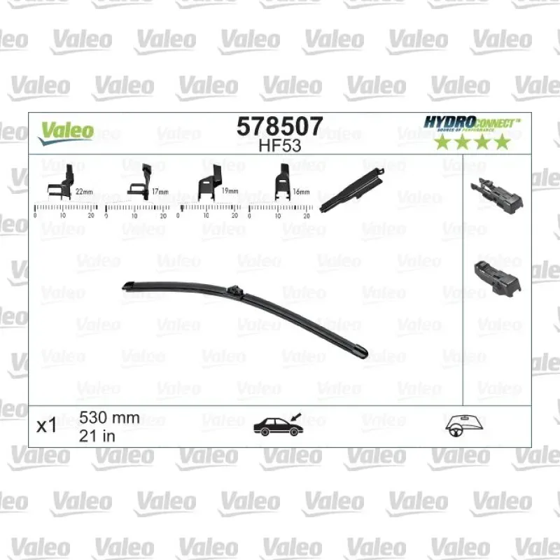 Silecek Süpürgesi Ön Muz Tip 530 mm - 21 inç VALEO 578507