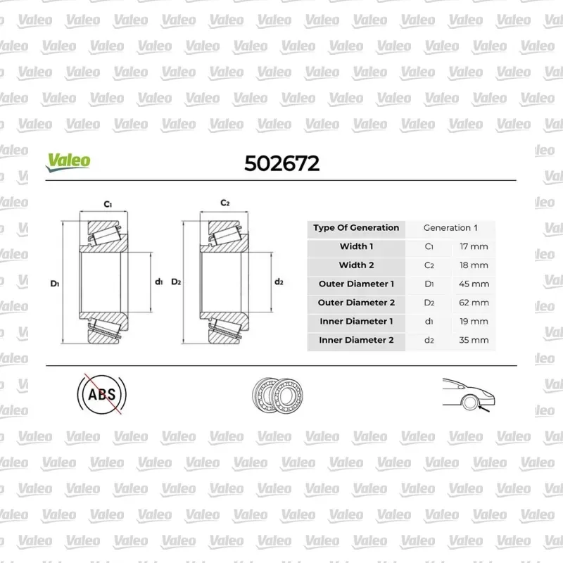 Teker Rulmanı Ön Sağ veya Sol VALEO 502672 – Ford Transit